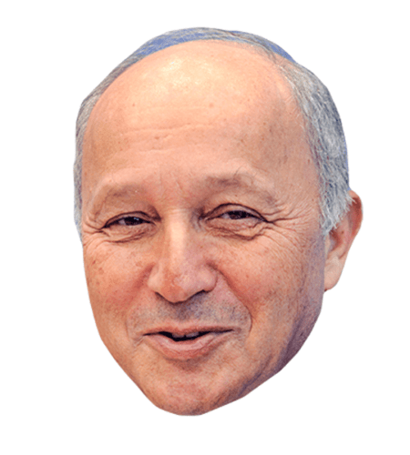 Laurent Fabius Maske aus Karton