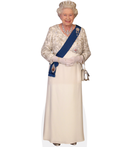 HRH The Queen (White Dress) Pappaufsteller
