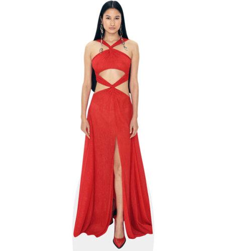 Varsha Thapa (Red Dress) Pappaufsteller